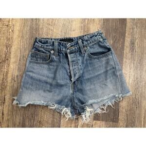 Lucky Brand Womens High Rise Button Fly Distressed Denim Shorts Light Wash 2 26